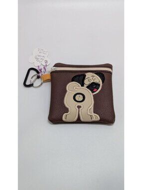 Handmade Brown Pug Poo Waste Bag Holder